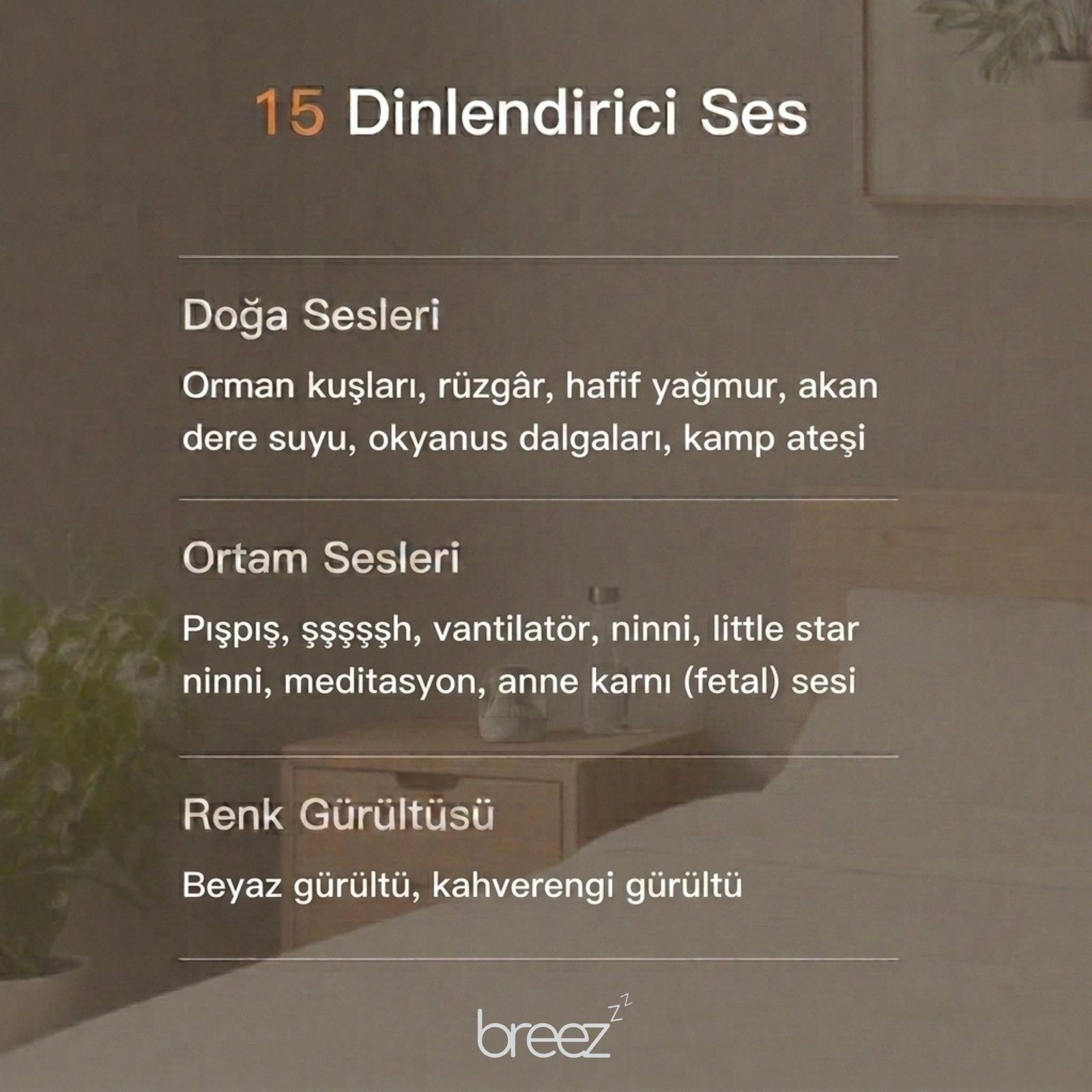 Breez Mini 15 dinlendirici ses
